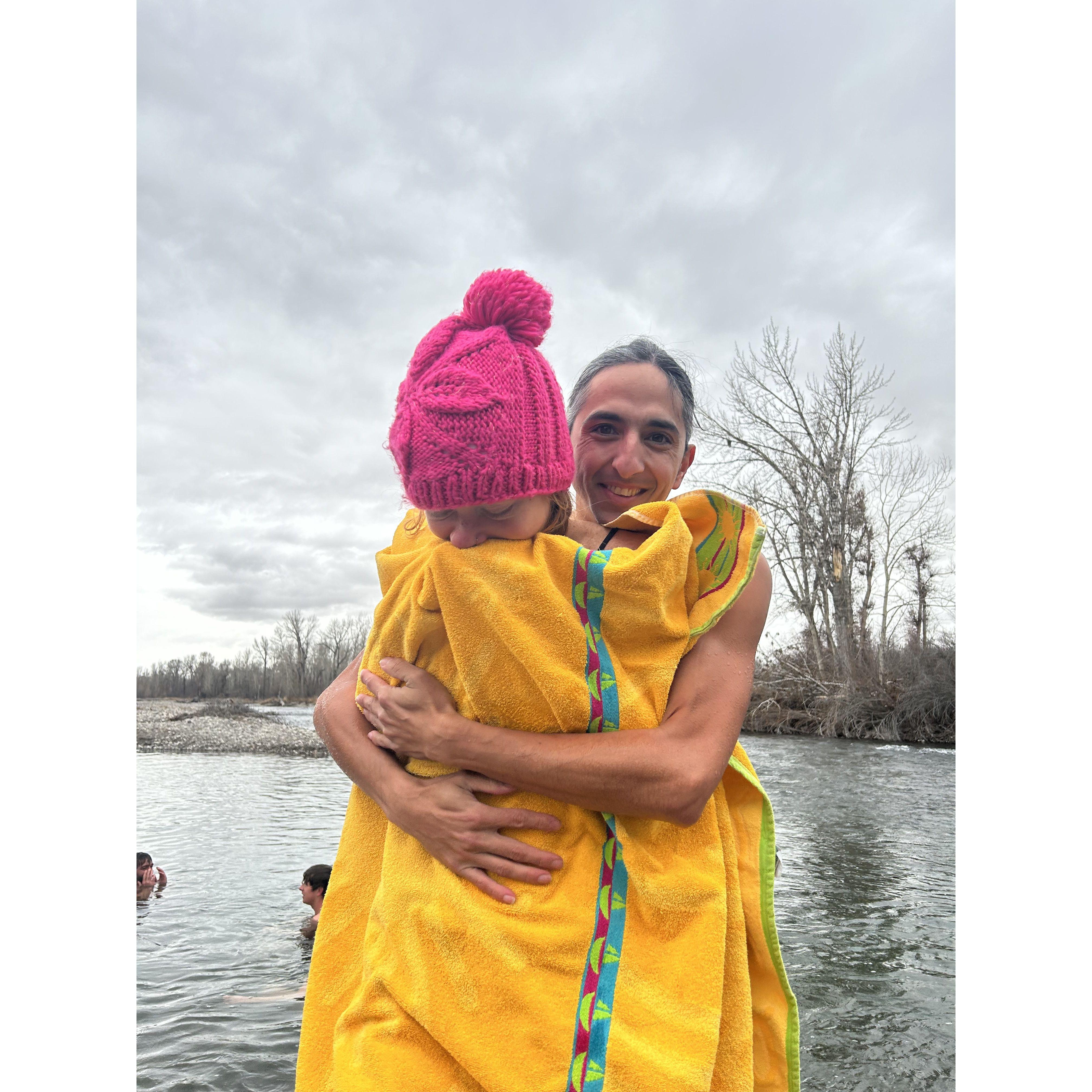 Bridget was convinced to do a cold plunge on Thanksgiving 2024
