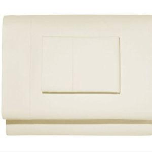 280-Thread-Count Pima Cotton Percale Sheet Set; Queen Size, Cream Color
