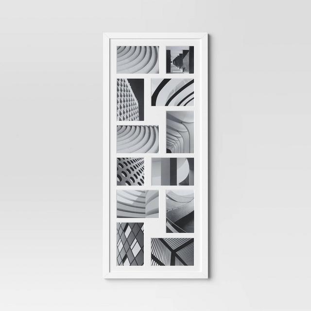 33"x14" Thin Collage Holds 12 Photo Frame White - Threshold™