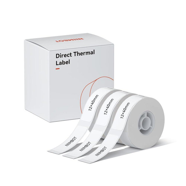 NIIMBOT Label Maker Tape for D11/D110/D101 Label Maker, 12 x 40 mm (0.47'' x 1.57'') 160 Tapes/Roll, 3Rolls for Home Office Labeling Tape Replacement, White
