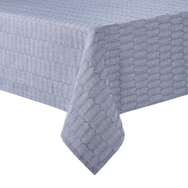 Martha Stewart Honeycomb Modern Farmhouse Tablecloth, Blue, 60"x102"