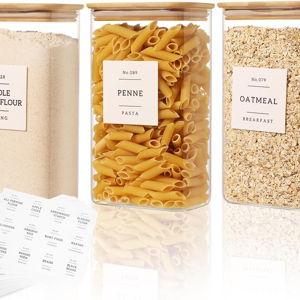 3 Pack Square Glass Pantry Storage Containers
