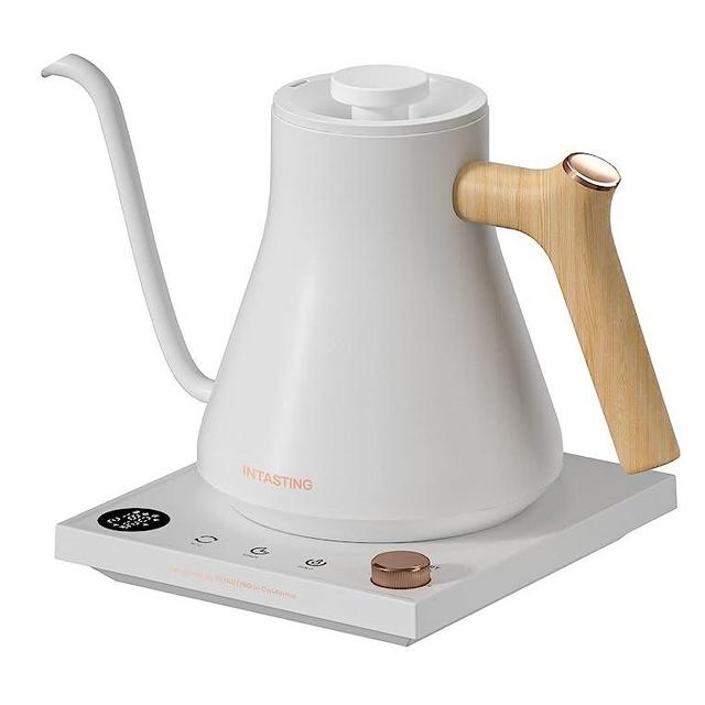 Electric Kettles, INTASTING Gooseneck Electric Kettle, ±1℉ Temperature Control, Stainless Steel Inner, Quick Heating, for Pour Over Coffee, Brew Tea, Boil Hot Water, 0.9L White