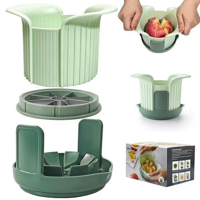 Apple Slicer and Corer, Upgraded 8 Slices Heavy Duty Apple Cutter Slicer with Stand, Cut Apples All The Way Through, Stainless Steel Blade Apple Cutter with Comfort Handle, Up to 3.5 IN Apples