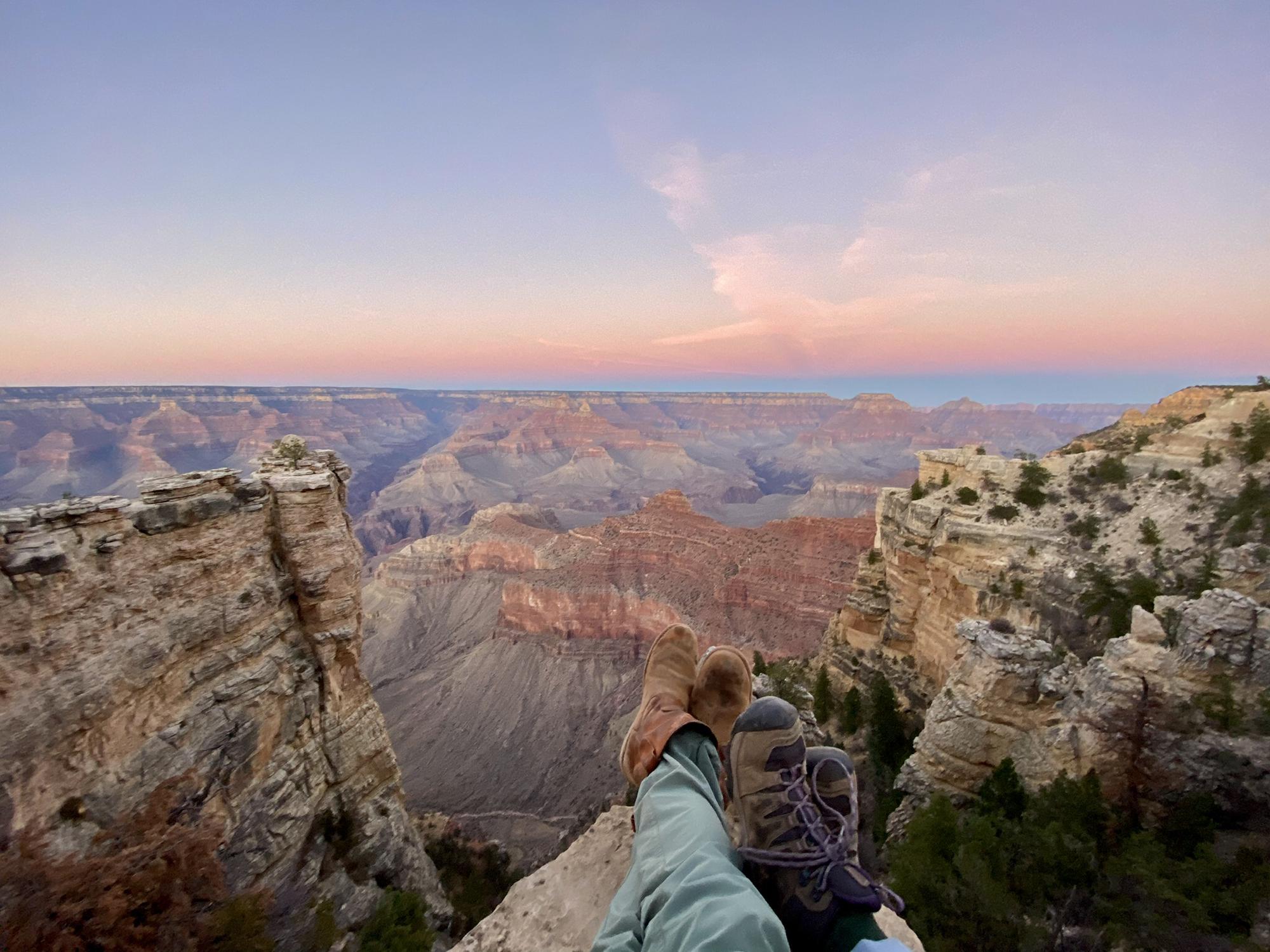 Watching the sunset over the Grand Canyon waiting for the full moon to rise