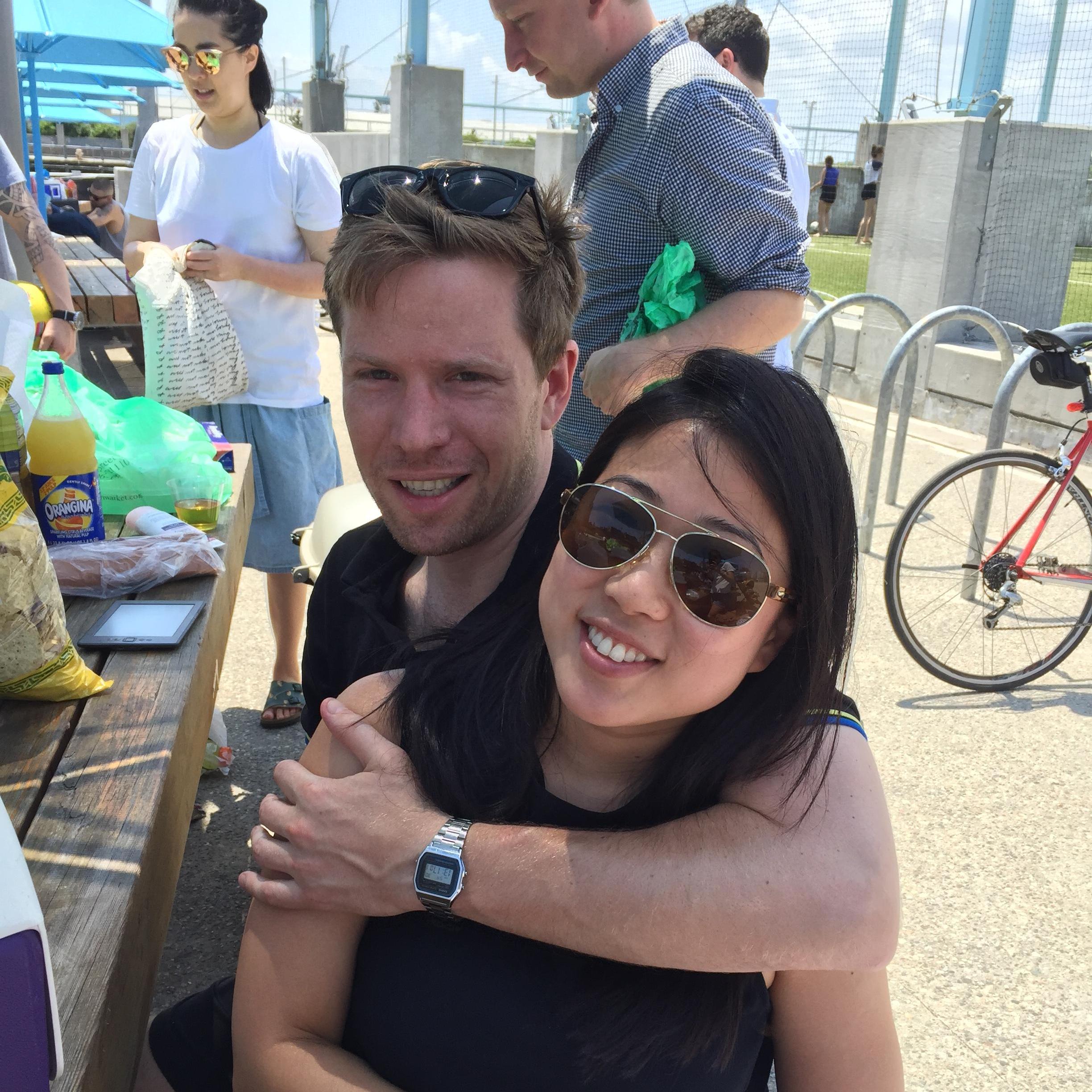 Picnic-ing with friends in Brooklyn Bridge Park, Summer 2016