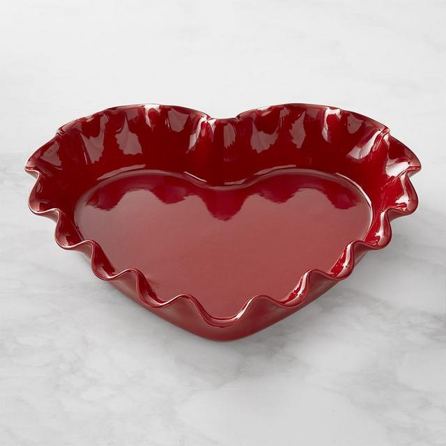 Emile Henry Ruffled Heart Dish, Red