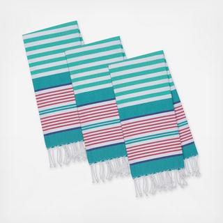 Beachy Stripes Fouta Tea Towel, Set of 3