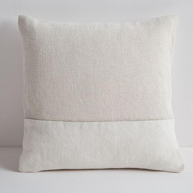 Cotton Canvas Pillow Cover, Stone White, 18"x18", Set of 2