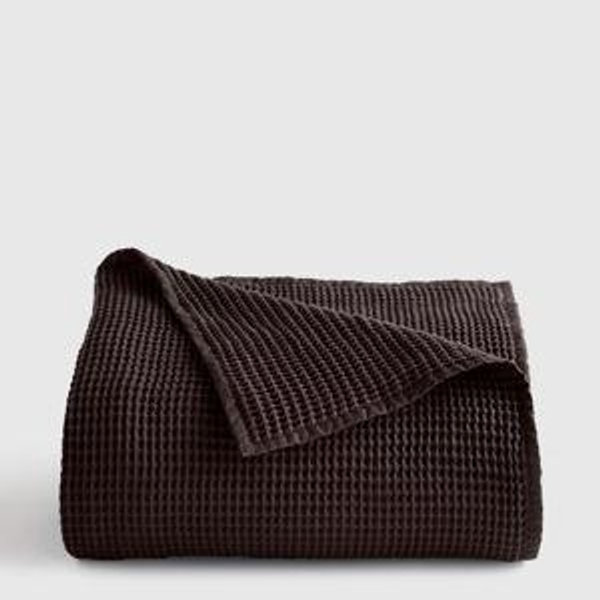 Organic Waffle Bed Blanket in Espresso