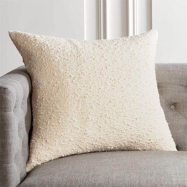 23" Boucle Ivory Pillow with Down-Alternative Insert