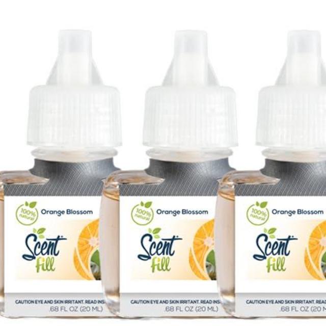Scent Fill 100% Natural Orange Blossom Plug in Air Freshener, Scented Oil Refills, 3 Refills