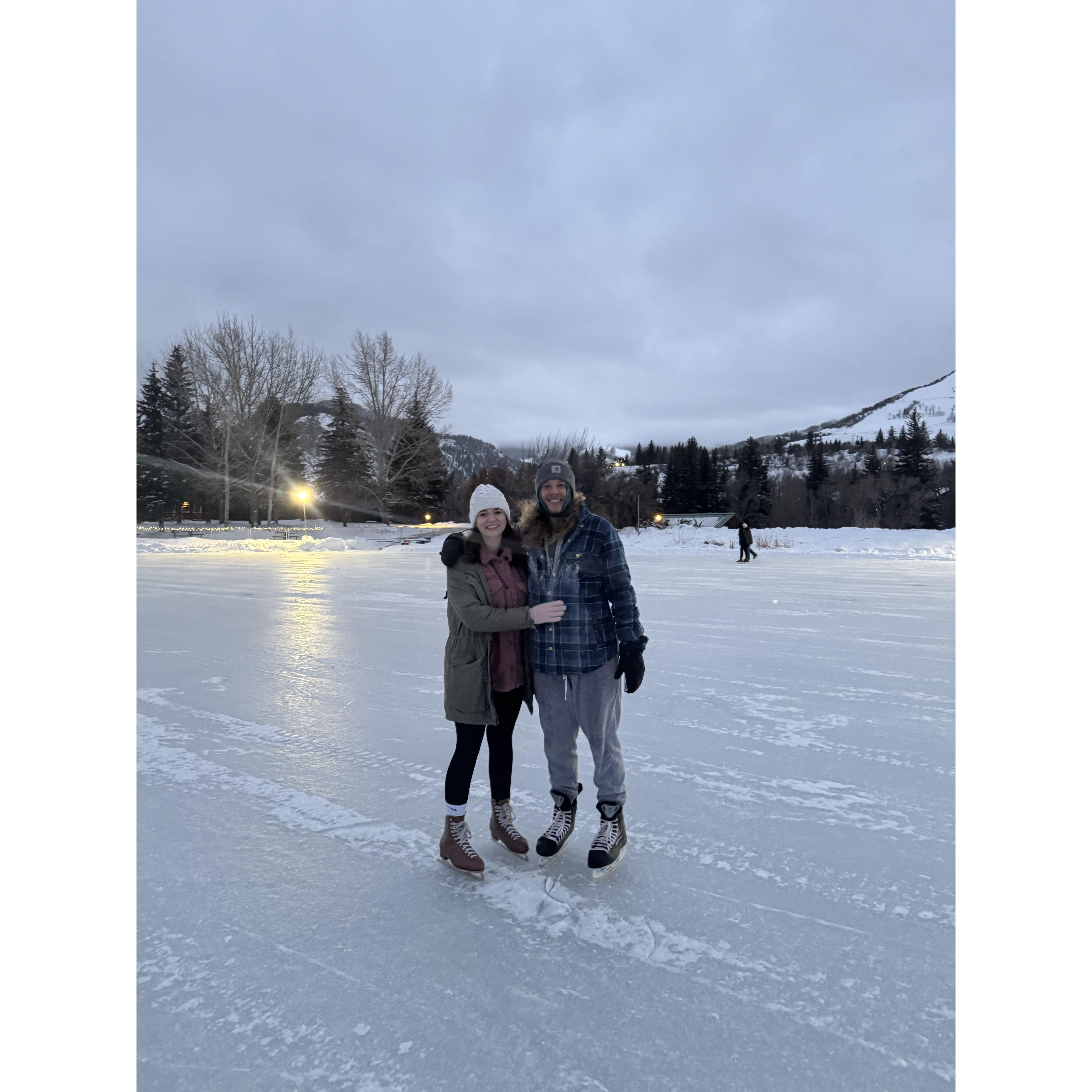 Skating on the lake in Avon! This winter wonderland sure is different than Hawaii!