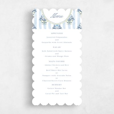 Blue Scalloped Wedding Menu - Clematide
