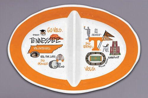 Magnolia Lane Tennessee Two Section Plate, 16.5-inch Length, Melamine, Kitchen, Kitchen Accessories