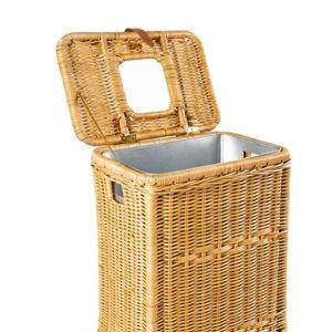 Drop-In Rectangular Wicker Trash Basket with Metal Liner- Sandstone