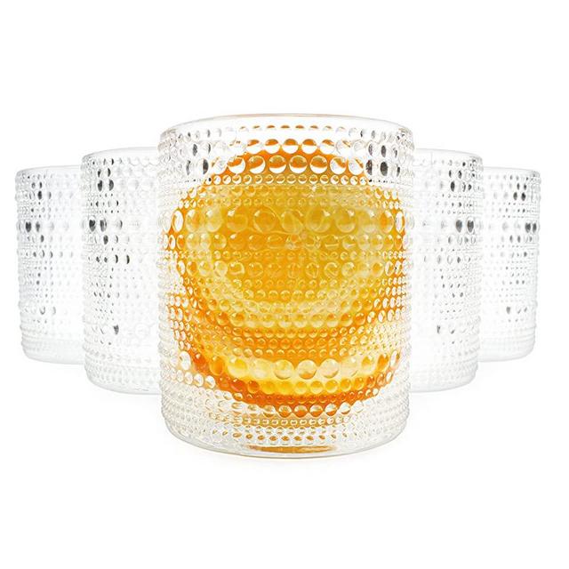 Darware Hobnail Drinking Glasses (12oz, Clear); Old-Fashioned Beverage Glasses for Tabletop, and Bar Use and Candle Jars