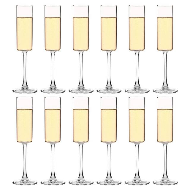 YANGNAY Cylinder Champagne Flutes, Champagne Flute Glass Set of 12, Clear Champagne glasses for Party, Home, Restaurant Use, 6 oz Capacity