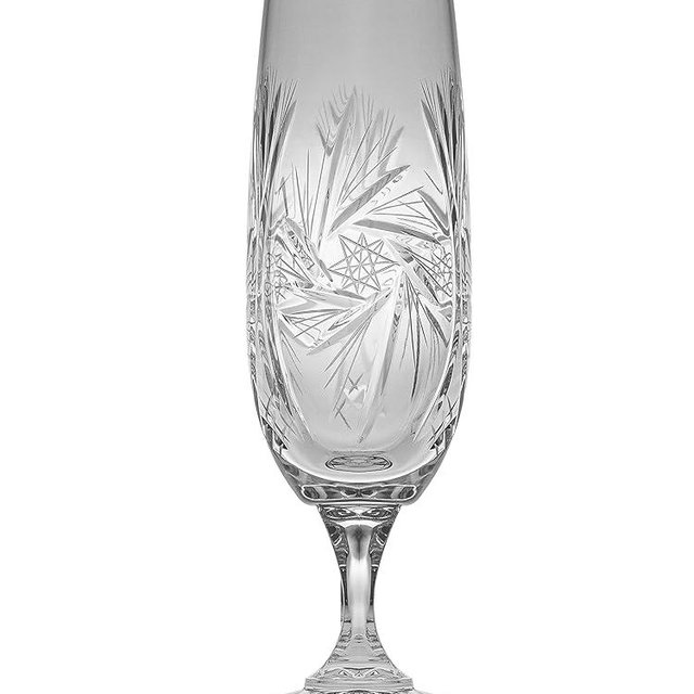Toasting Flute - Champagne - Flutes - Set of 6 Flute Glasses - Cut Crystal - Wedding Toasting Flute Glasses For Bride and Groom - Each Glass is 6 oz. - by Barski - Made in Europe, Clear