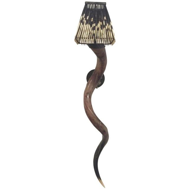 WALL LIGHT KUDU 32" HORN POLISHED (WL-K-32P)