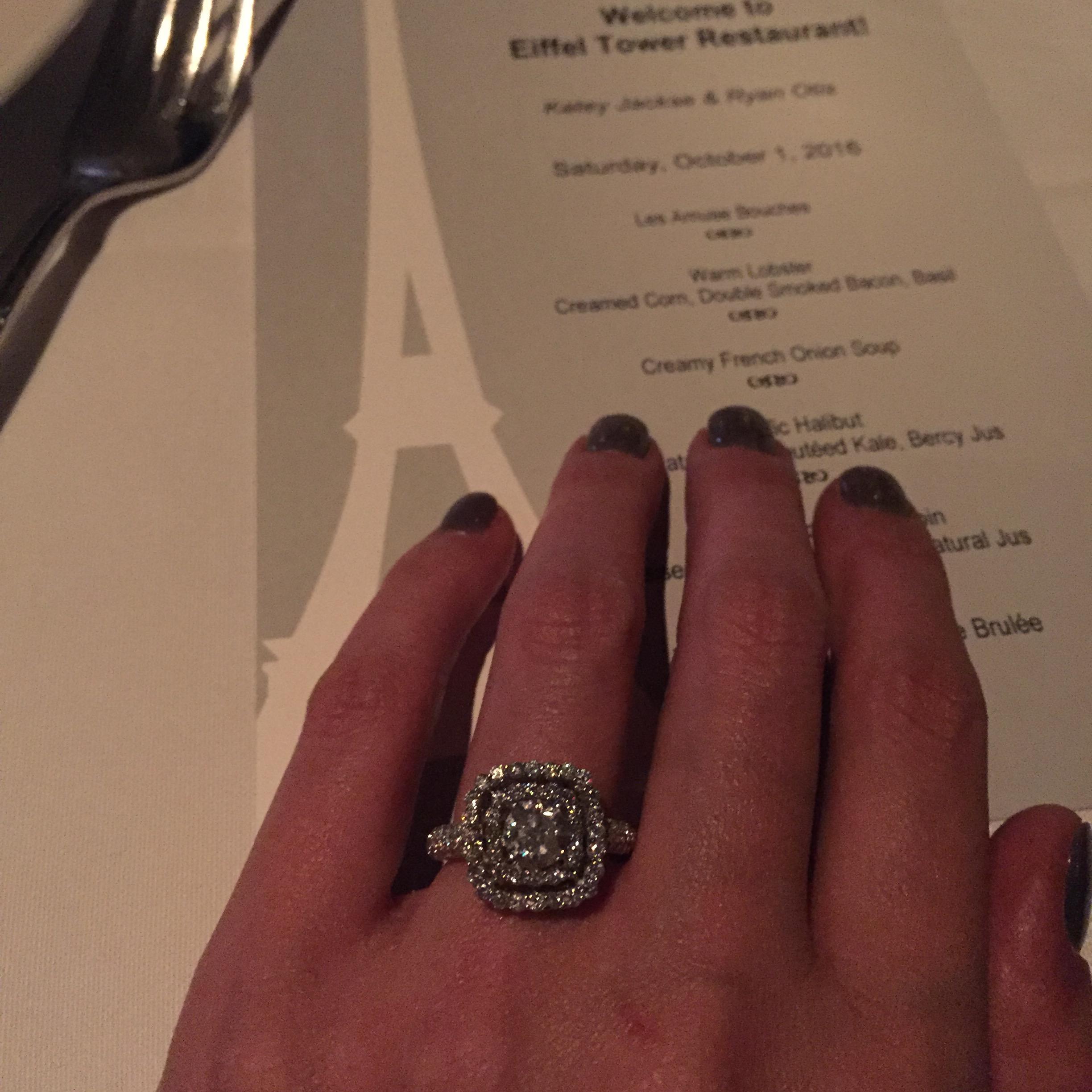 Engaged, now time to eat our beautiful dinner!