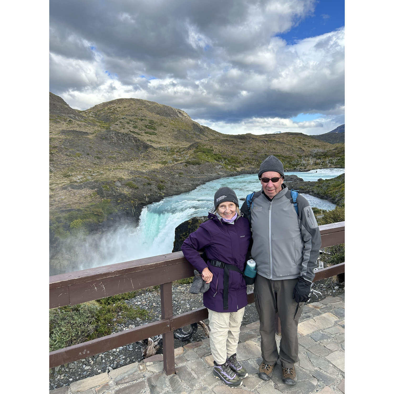 April 2, 2023. Torres del Paine Patagonia. Gorgeous waterfall, however, we have never been so cold!