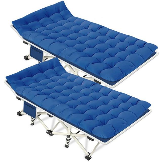 GETOVIN 2 Pack Camping Cot with Mattress Comfortable Cots for Sleeping Sleeping Cot Folding Cot Double Layer Oxford Heavy Duty Camping Bed with Carry Bag for Home Office Nap Outdoor Travel