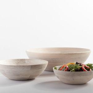 White Washed Chateau Wood Salad Bowl (14" diam)