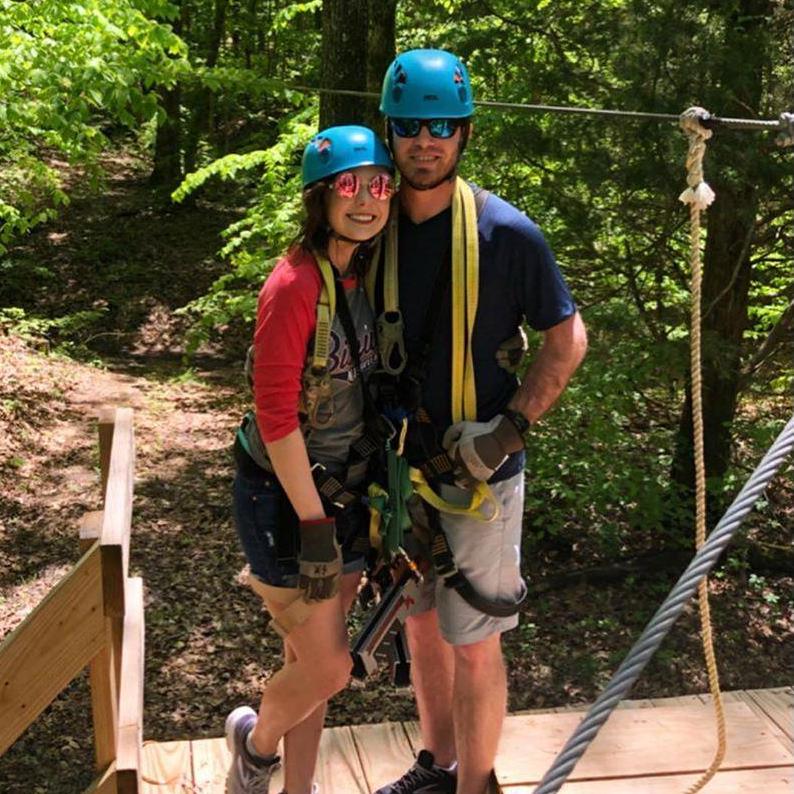 Zip Lining for their six month anniversary. May 5, 2019.