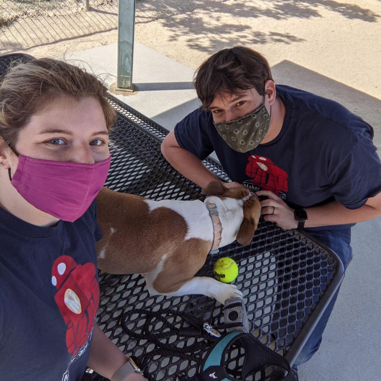 Masked and ready for the dog park
