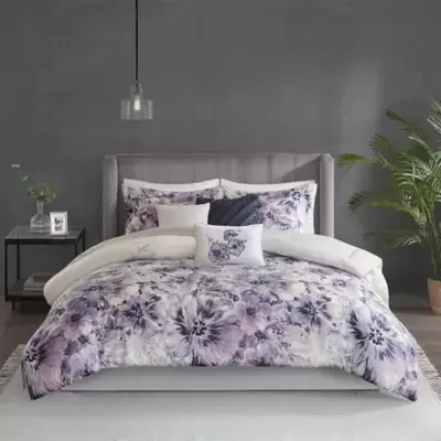 Madison Park Enza 3-Piece Full/Queen Duvet Cover Set in Purple