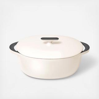 Enameled Cast Iron Oval Dutch Oven with Lid