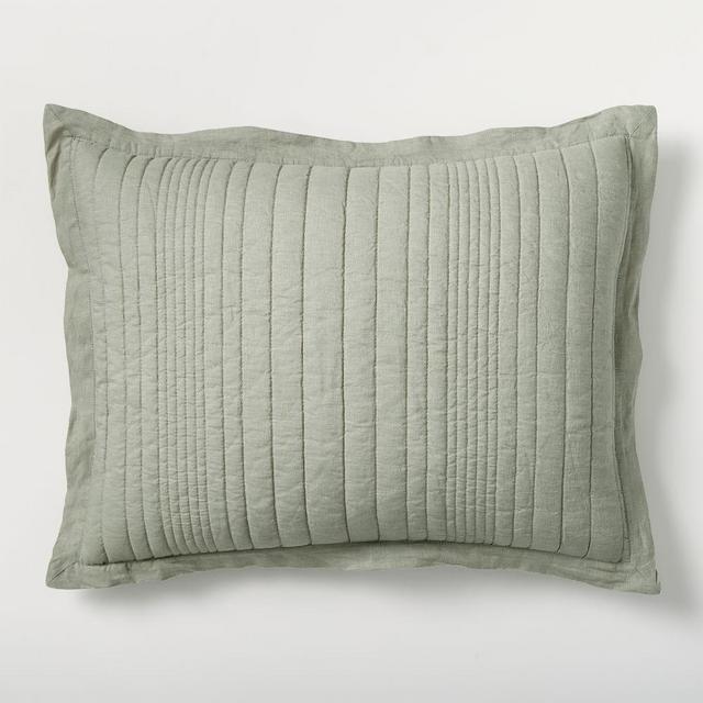 European Linen Linework, Standard Sham, Celadon Melange
