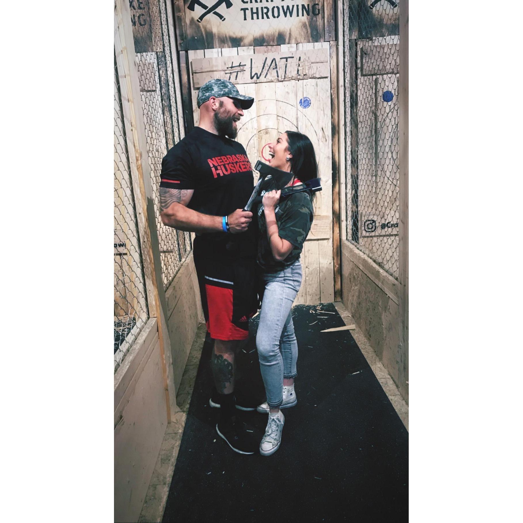 Axe throwing date night.