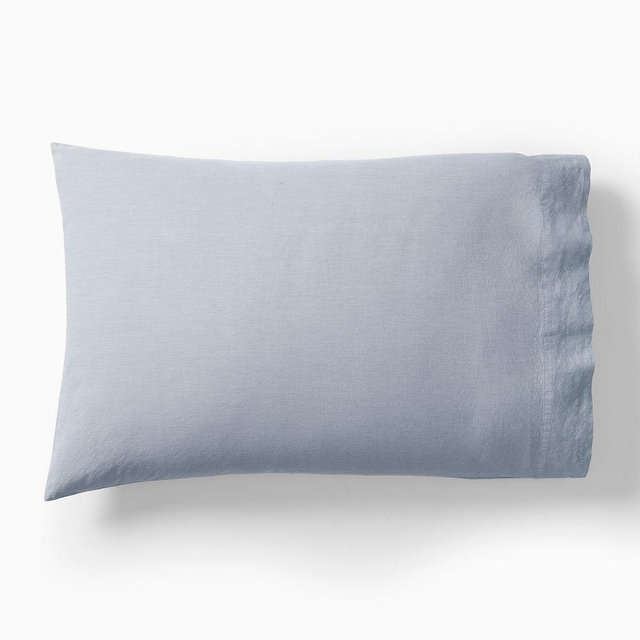 Organic Washed Cotton Standard Pillowcase, Blue Melange
