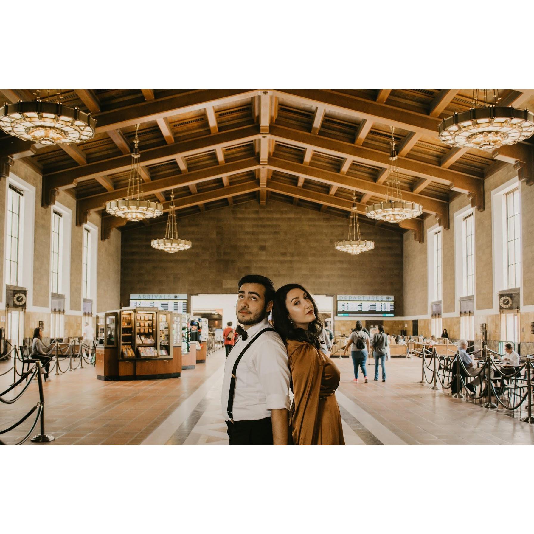 engagement photoshoot, los angeles union station