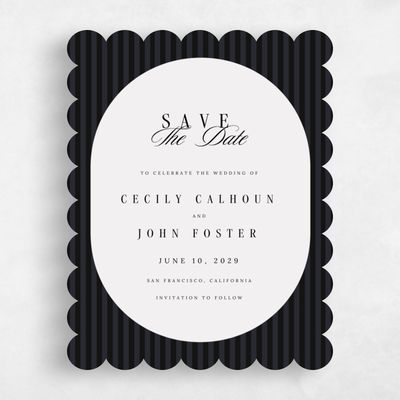 Black Scalloped Wedding Save the Date - Madison Portrait