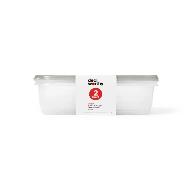 Large Rectangle Food Storage Containers - 128 fl oz/2ct - Dealworthy™