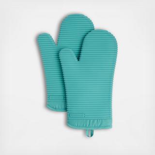 Ribbed Soft Silicone Oven Mitt, Set of 2