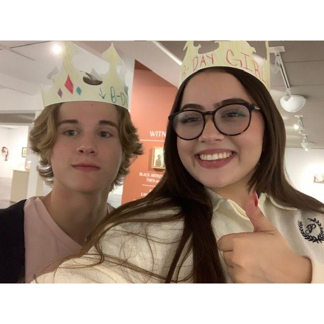 Our first date, which was also meant to celebrate our birthdays, was in Abilene. We went to the Grace museum and colored the paper crowns you see. They say "Birthday Boy" and "Birthday Girl"!