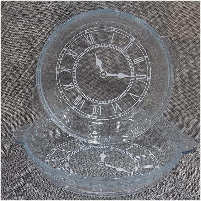 Jatesen 2 Pack Glass Pie Pans, Pie dishes With Roman clock Plates bottom, a Great Gift to Your friends and Family