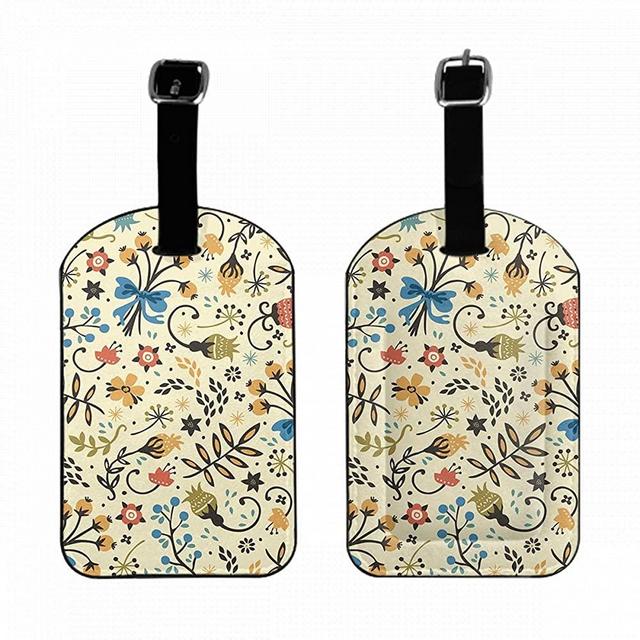 Zoczos Floral Bloom Background Suitcase Tag Summer Botanical Animal Garden Nature Luggage Tags Label Cruise Instrument Bag Case Tags, 1 Pack
