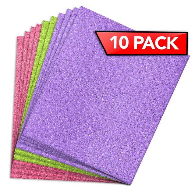 PINK RHINO LABS Swedish Dishcloths for Kitchen - Eco-Friendly Kitchen Towels and Dishcloths Sets Reusable Paper Towels - Cellulose Dish Sponge Cleaning Cloth - Kitchen Dish Towels