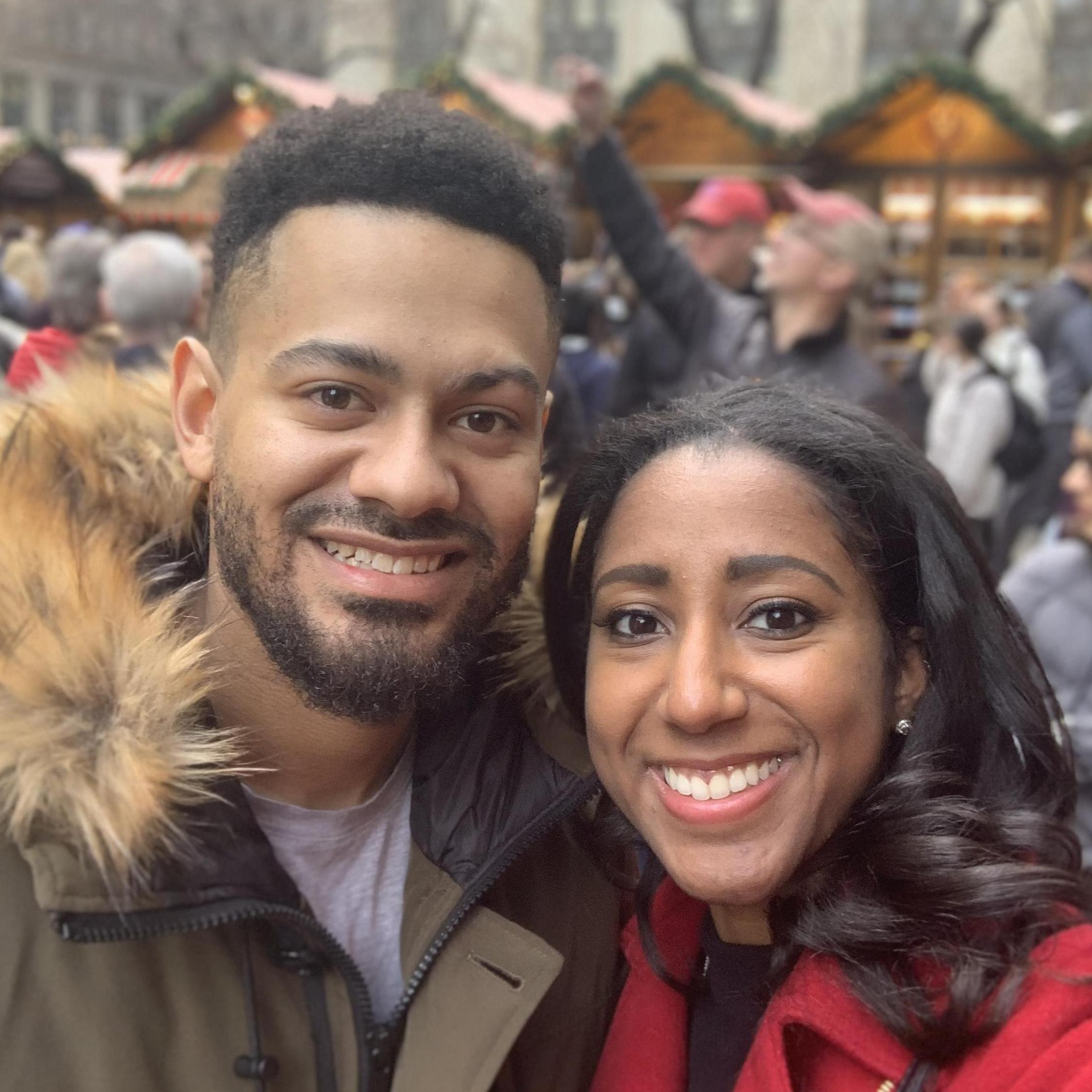 At Christkindlmarket in Chicago the week of the proposal!