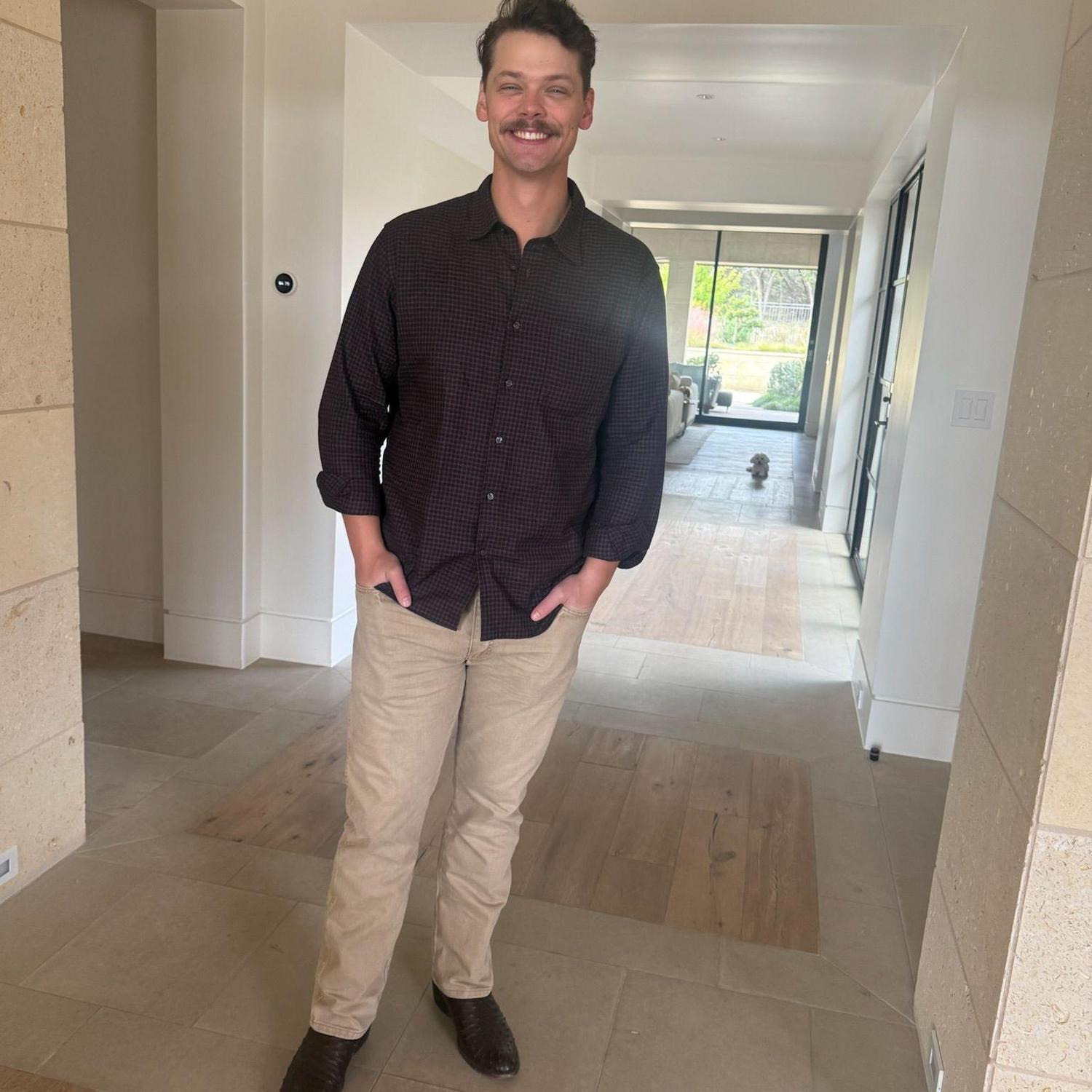 Ethan on his way to pick Caroline up the day we got engaged!!
