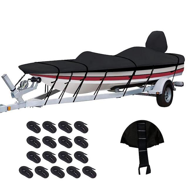 Tuszom 800D Solution-Dyed Bass Boat Cover Marine Grade Polyester Canvas Trailerable Anti-UV Bass Tracker Boat Cover Boats with Upgraded 17 Windproof Straps(16'-18.5'L by up to 98" W)