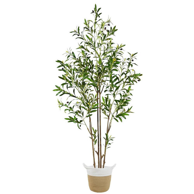 Warmplants 6ft (71”) Artificial Olive Tree, Tall Fake Olive Plant with Basket, Faux Olive Silk Tree for Mordern Indoor Home Livingroom Office Floor Corner Décor