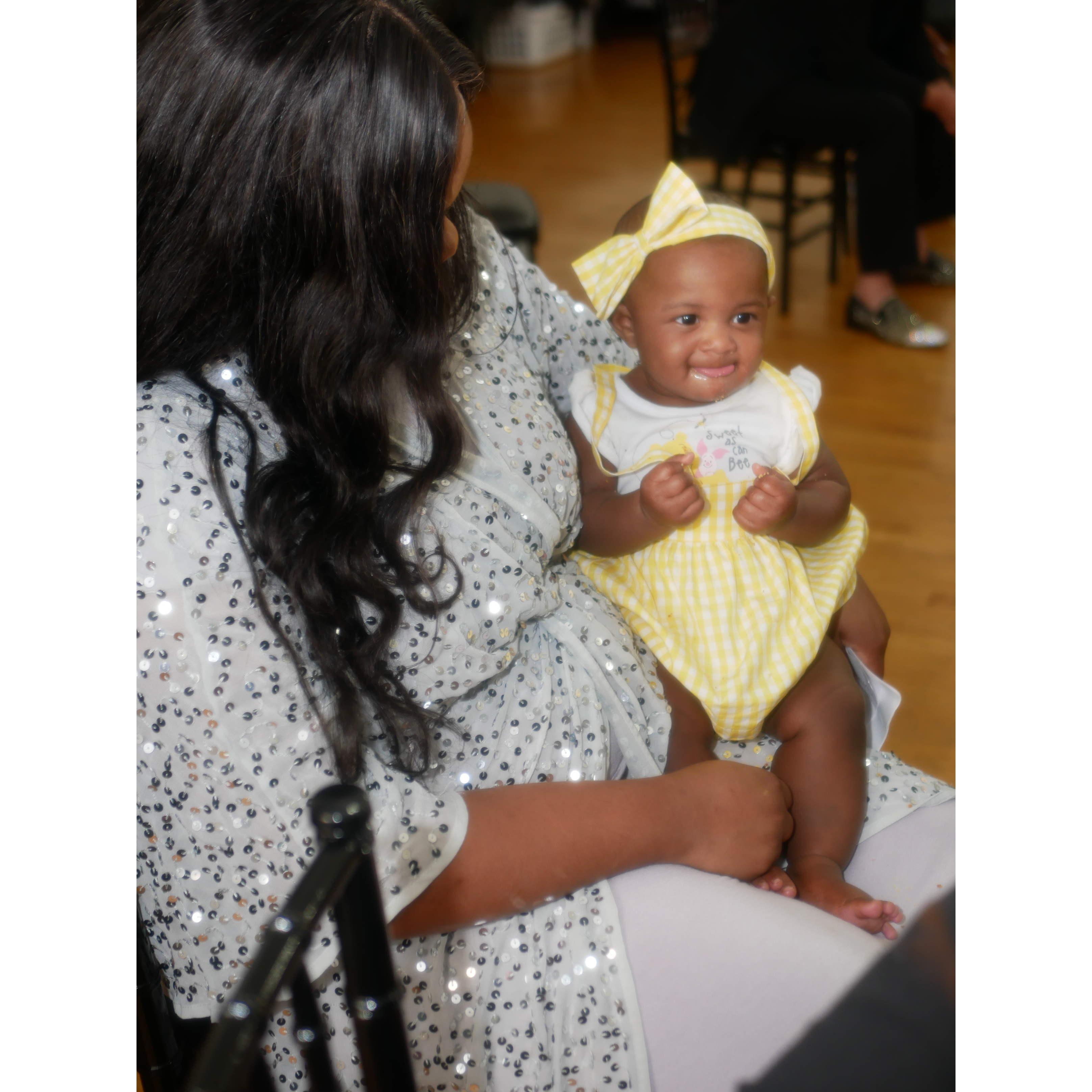 Our Engagement Party 07/03/2022: Flower girl Edan and her mommy!