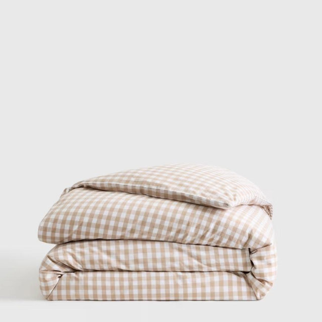 Classic Organic Percale Gingham Duvet Cover