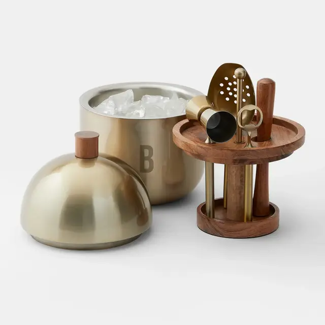 Engraved Lenox Gold Monogram Bar Set